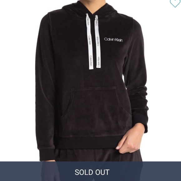 Calvin Klein Tops - NWT Calvin Klein black velour velvet hoodie
